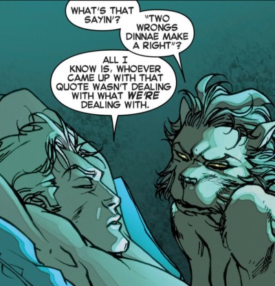 Also, I really don't want to see Havok and Rahne in bed. Not like that. Nope. Call me old-fashioned.